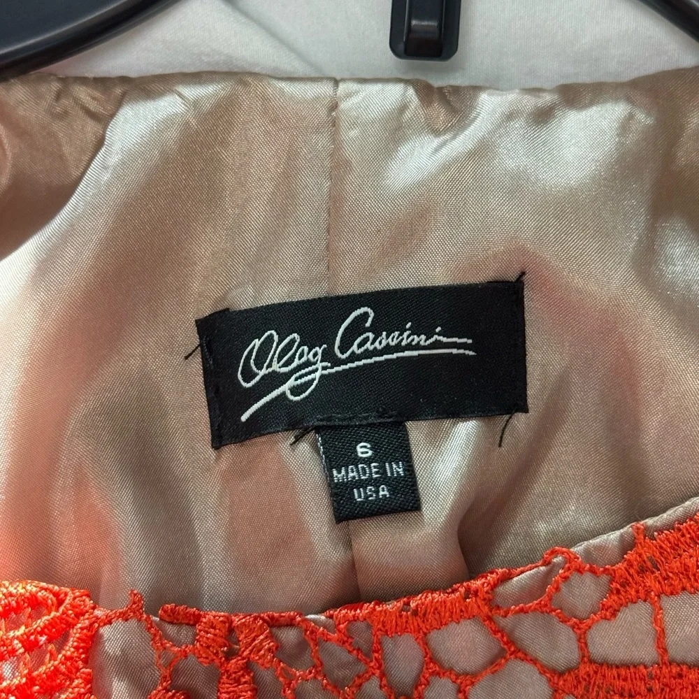 Oleg Cassini Orange Floral Lace Dress - Picture 3 of 5